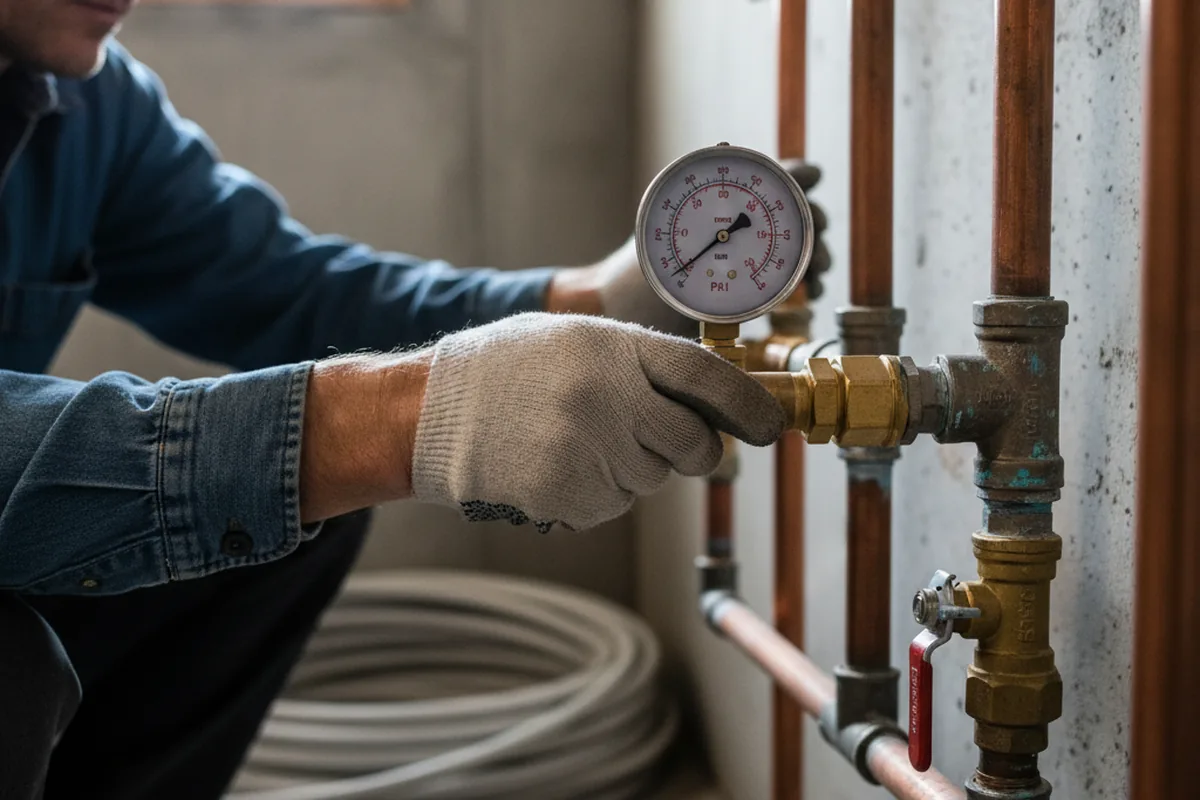 Pressure testing a repaired line during Water Line Repair in Hollidaysburg